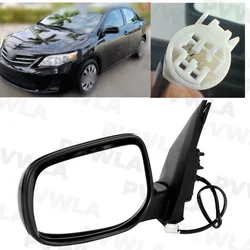 For Toyota Corolla 2009 2010 2011 2012 2013 Left Side  Black Painted Rear 3 Pins Mirror Assembly