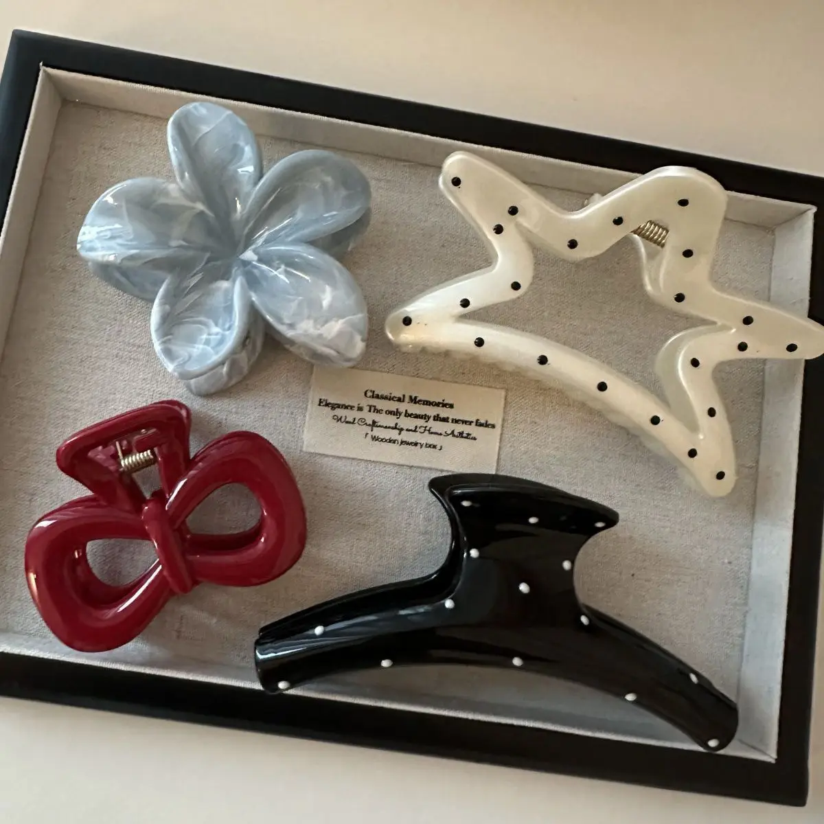 الرجعية أسود أبيض منقطة الهندسة مشبك شعر إمرأة فتاة أنيقة دبابيس الشعر القرش مقاطع السلطعون المشابك موضة إكسسوارات الشعر #2