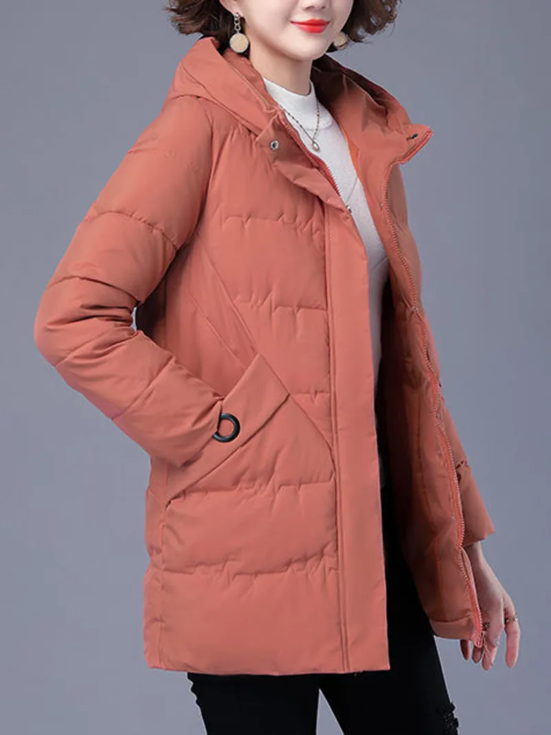 2022 New Women Winter Jacket Long Warm Parkas Female Coat Thicken Cotton Padded Jacket Hooded Loose Women\'s Clothes Basic Tops