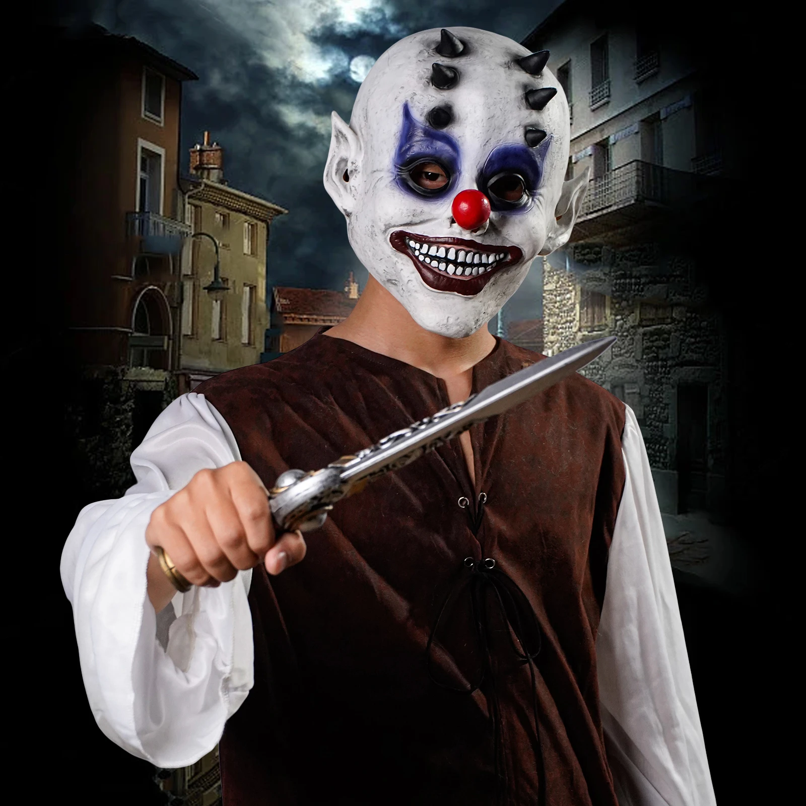 1PC böse Clown Maske Kostüm Party Kostüm Rollenspiel Prop realistische Maske perfektes Halloween-Kostüm