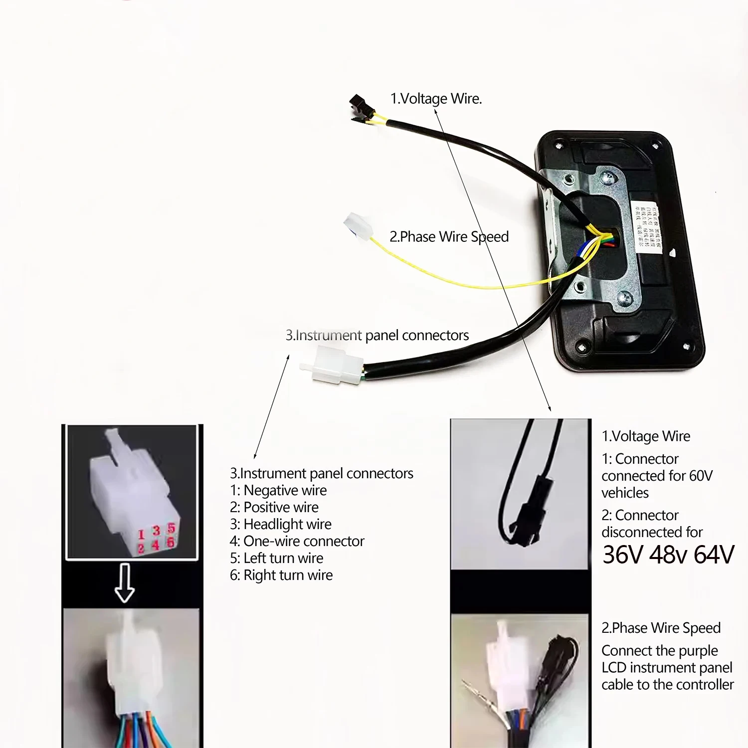 36V 48V 60V 64V 350/500/1000W 25A / 30A / 35A Brushless Motor Sine Wave Controller with LCD Speed Display + Throller for E-bike
