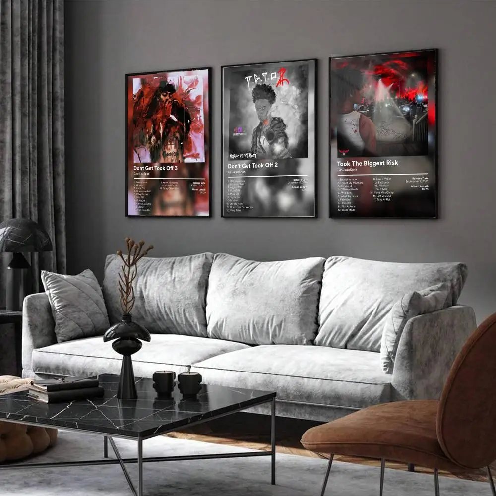 G-Glokk40Spaz Cloud Rap Trap Poster Home Living Bed Room Bar Hallway Sticky Wall Art Printing Waterproof Aesthetic Decor