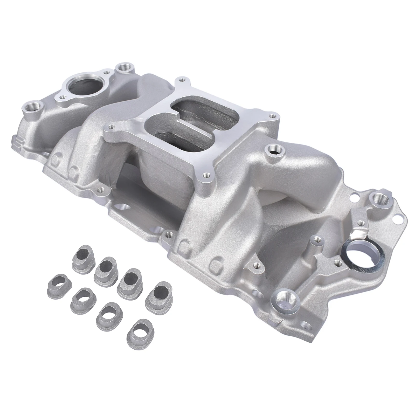AP02 Aluminum Dual Plane Air Gap Intake Manifold for Chevy 350 1955-1995 Small Block