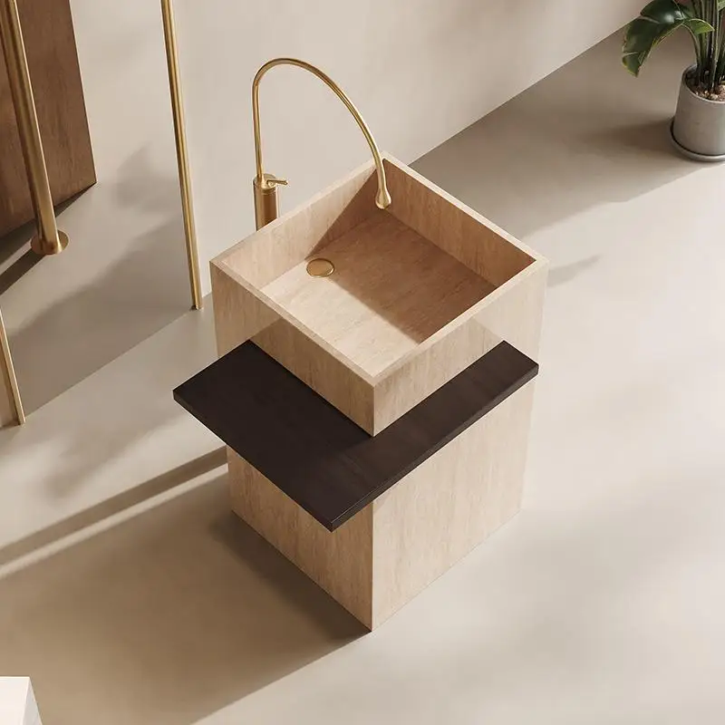 Villa rock slab column basin outdoor courtyard wash basin