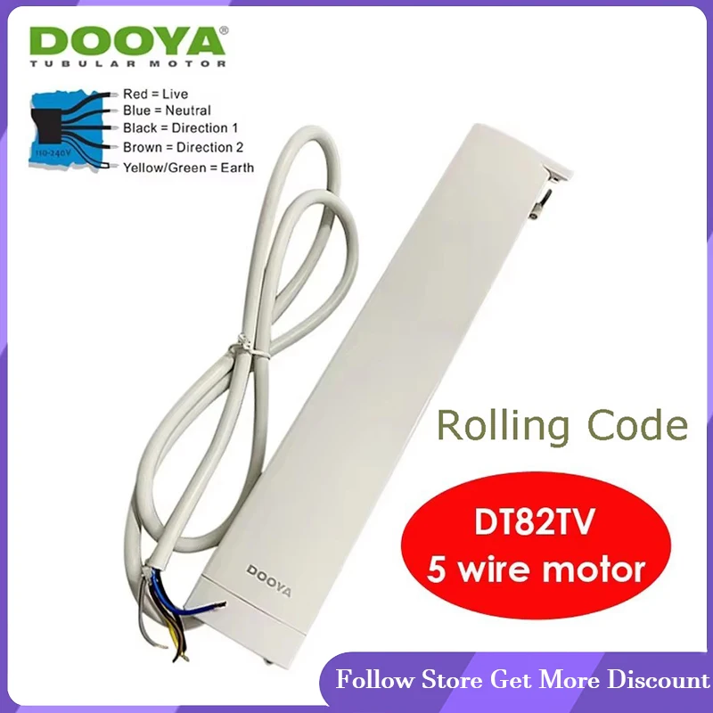

New DOOYA DT82TV 5 Wire Curtain Motor 1.2N RS485/Dry Contact/RF433 Control,100-240V 50/60 HZ,Silent Curtain Motor for Smart Home