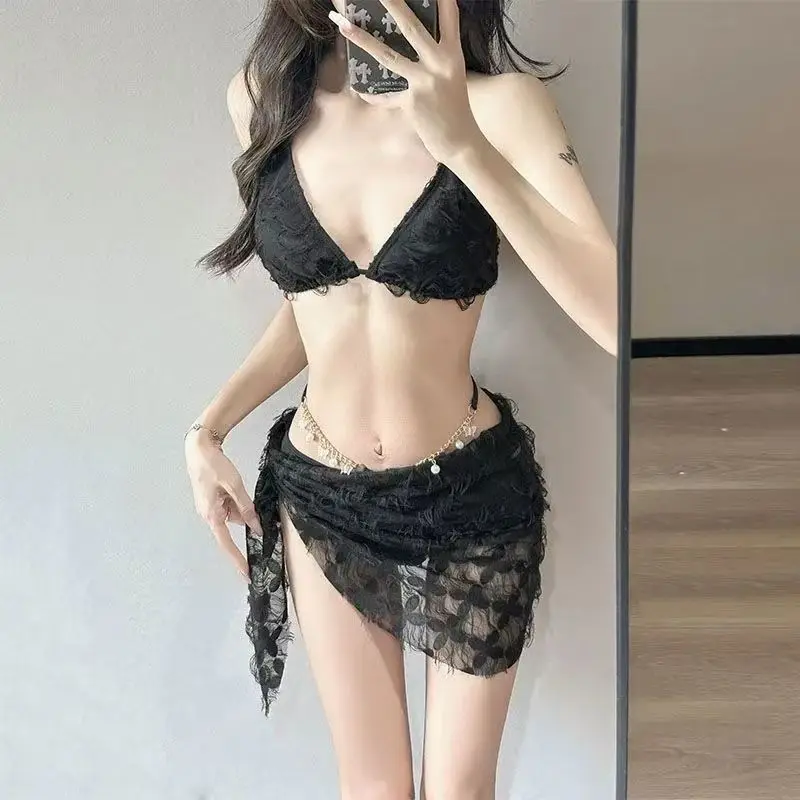 2026 Y2k Summer Cute Pink Sweet Patchwork Sets Cute Bow Design Sexy Lace-up Style Casual Bikini Swimsuit Beach Vaction Clothes - Image 5