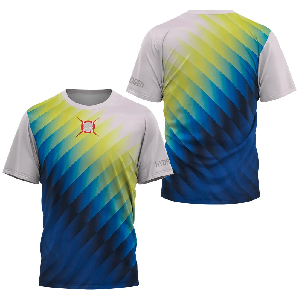 Rainbow Mesh Print Tennis Quick Drying Short Sleeve Men\'s Summer Padel Tennis Club Wear Men\'s Badminton Sportswear Men\'s Clothes