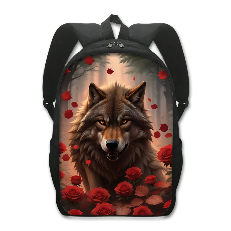 Wolf / Husky Dog Print Backpack Men Women Casual Rucksack Children School Bags for Teenager Girls Boys Daypack Student Book Bag