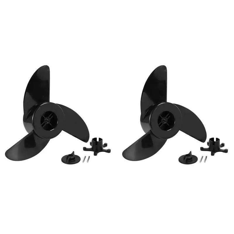 AU28-2X Boat 3-Blade Propellers Electric Outboard Trolling Motor Prop Mount Nut Marine Dinghy Outboard Propeller Replacement