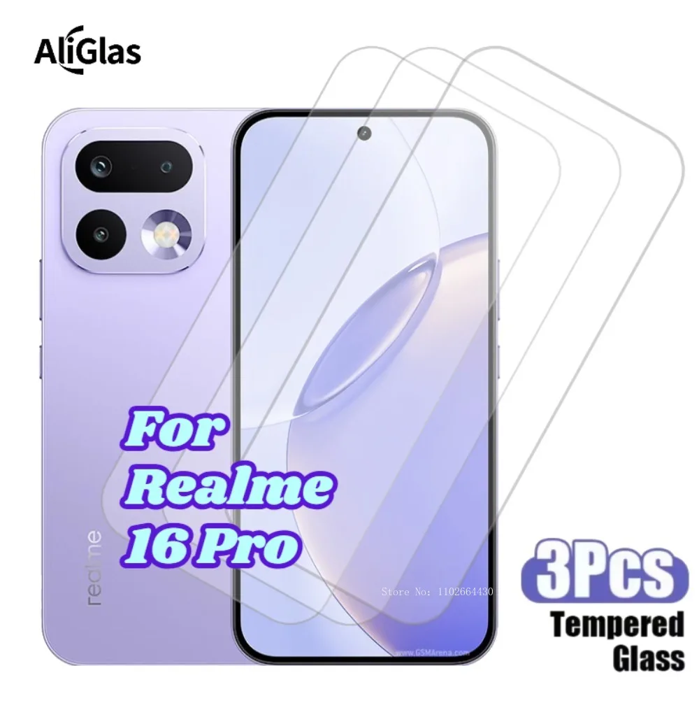 

3 шт. для Realme 16 Pro: глянцевая защитная пленка из закаленного стекла с защитой от царапин, совместимая с чехлами, HD-качество