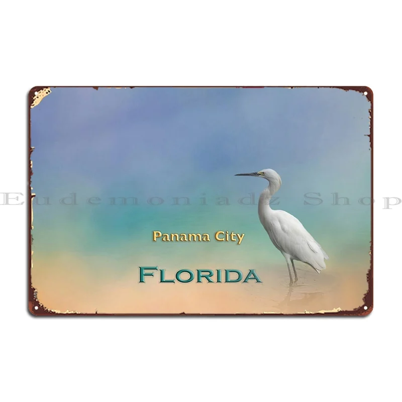 Egret Panama City Fl Metal Sign Mural Garage Designs Design Club Bar Tin Sign Poster