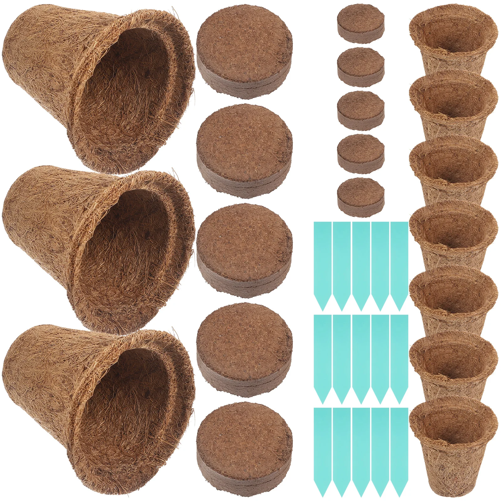 

1 set Coir Nursery Pots Coconut Fiber Plant Starter Pots Germination Containers Breathable Water Absorbent Flowerpot Basket
