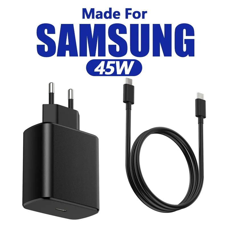 PD 45W For Samsung USB Type C to Type C EU US Super Fast Charger For Galaxy S24 S23 S22 S21 Ultra Z FliP6 Note 20 10 Data Cable