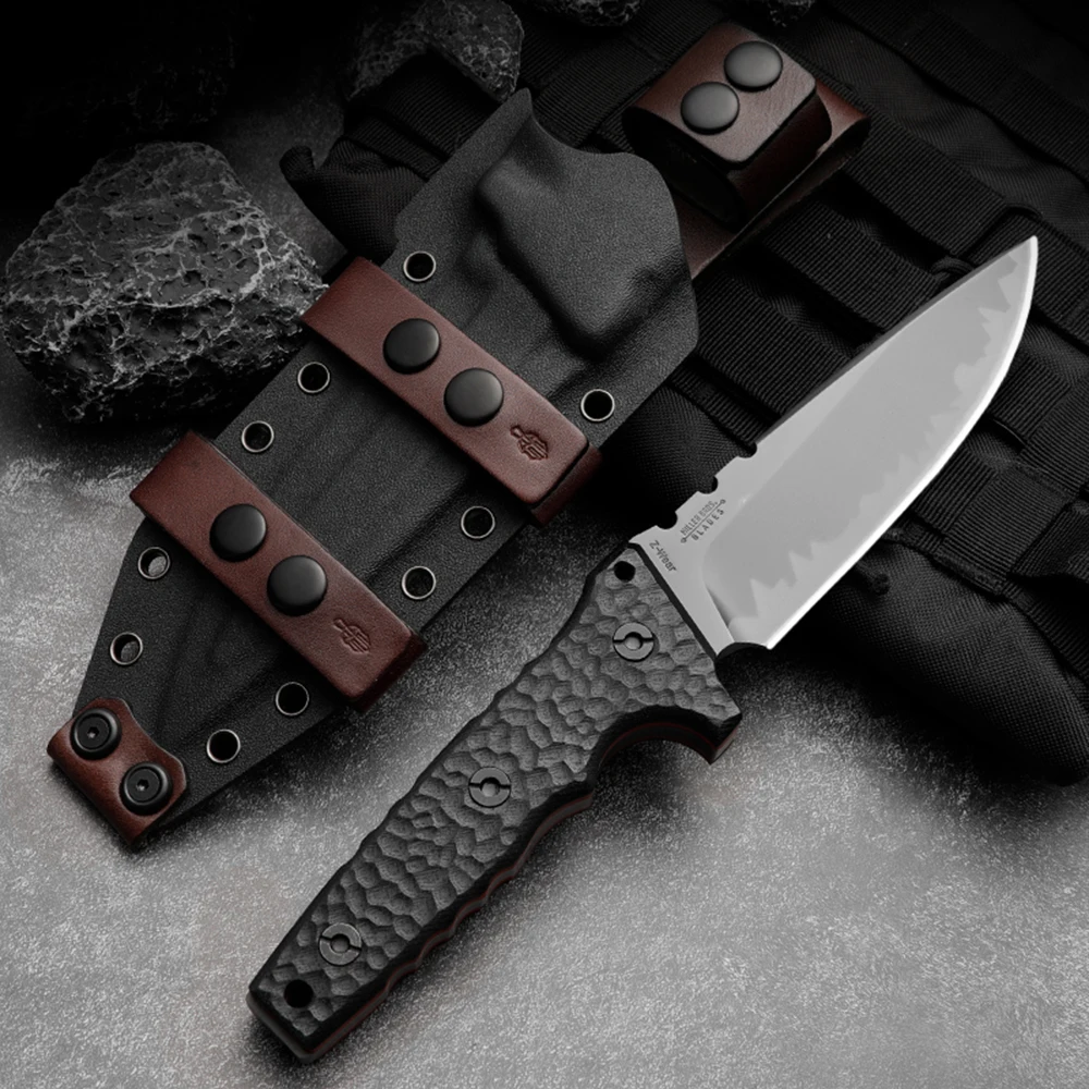 Z-Wear Steel Outdoor knife EDC Camping Pocket Knife with Scabbard High Hardness EDC Military Tactical Knives Sharp Cutting Knife