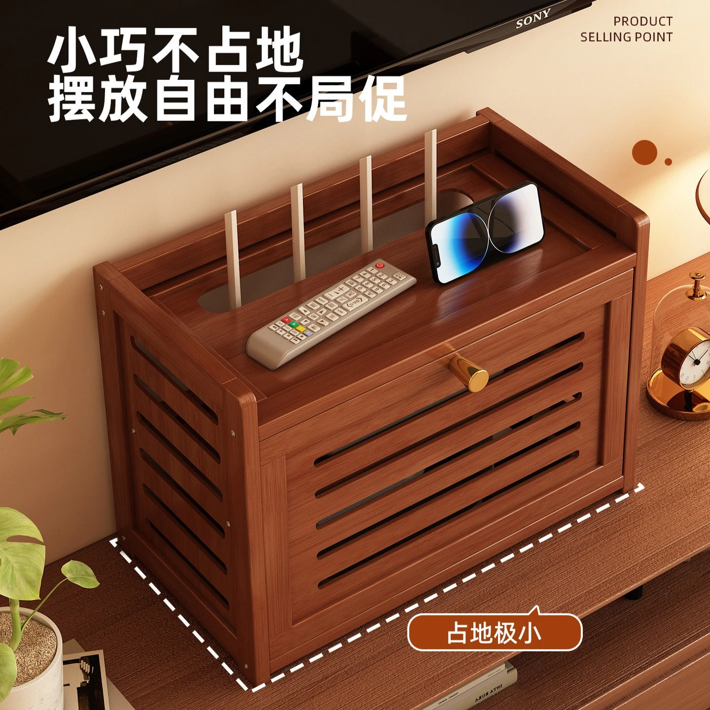 Premium Sturdy No-Drill Wall-Mounted Router & Modem Storage Box with Cable Management, Concealment Organizer for WiFi, Socket