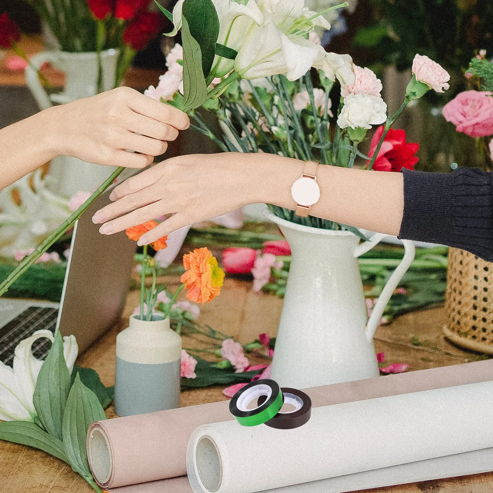 

20Pcs Self Adhesive Floral Tape Bopp Material Waterproof Flower Wrapping Tape for DIY Bouquets Florist Arrangements Holiday