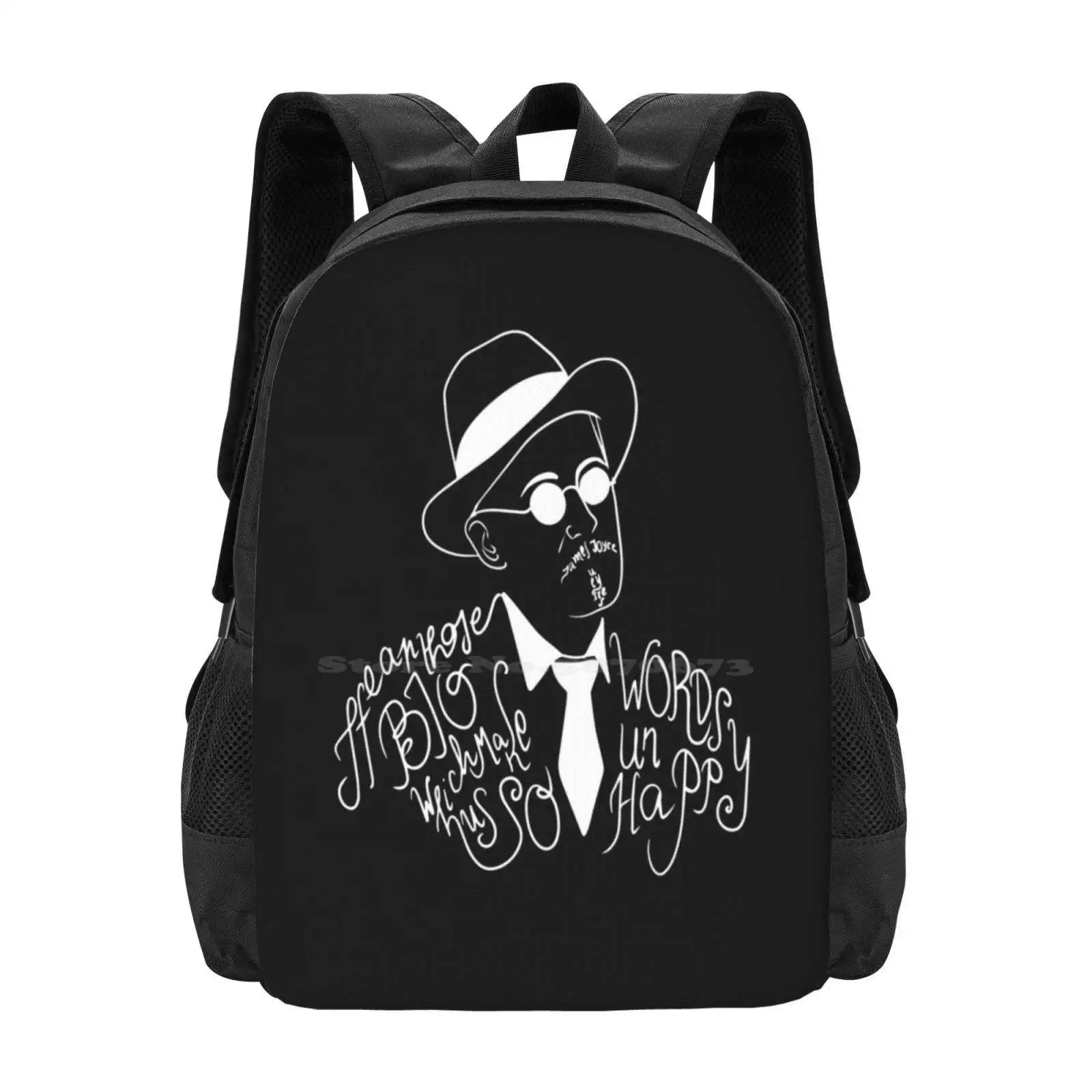 Mochila con bolsa de palabras grandes para hombres, mujeres, niñas, adolescentes, Ulysses, James, Joyce, Stephen, Daedalus, palabras grandes, literatura, novela modernista