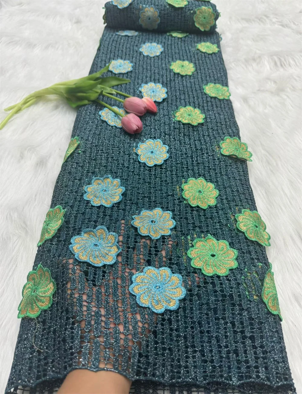 

Luxury 3D Lace High Quality Fabrics 2025 3D Guipure Lace Fabric Green African Fabric Lace For Birthday Dresses Luxury 2025 H91-1