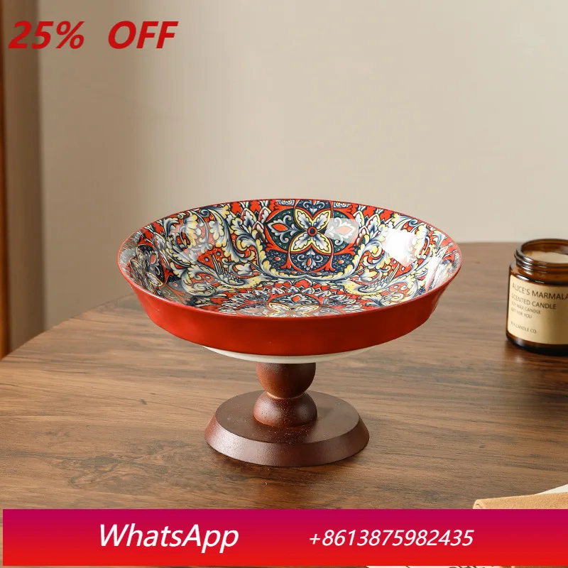 

LTT household tea table snack plate retro high-end ceramic fruit snack plate