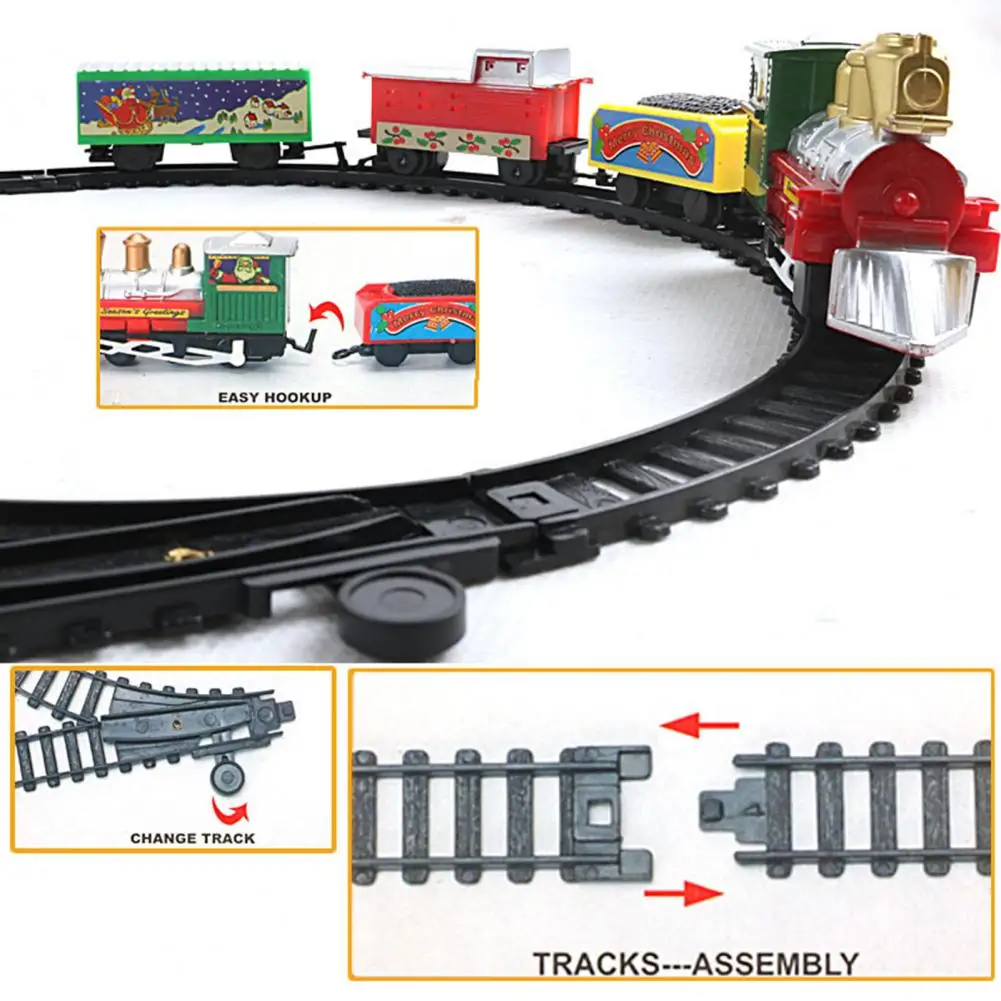 Christmas Electric Train Toy Light Sounds Trail Moving Entertainment Kids Christmas Toy New Year Present Vintage Train Trail Toy