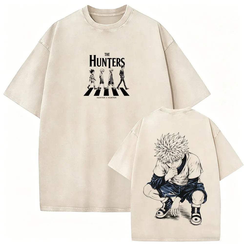 Washed Vintage Anime Hunter X Hunter Gon Freecss Graphic T-shirts Cartoon Manga Merch Tshirt Men's T