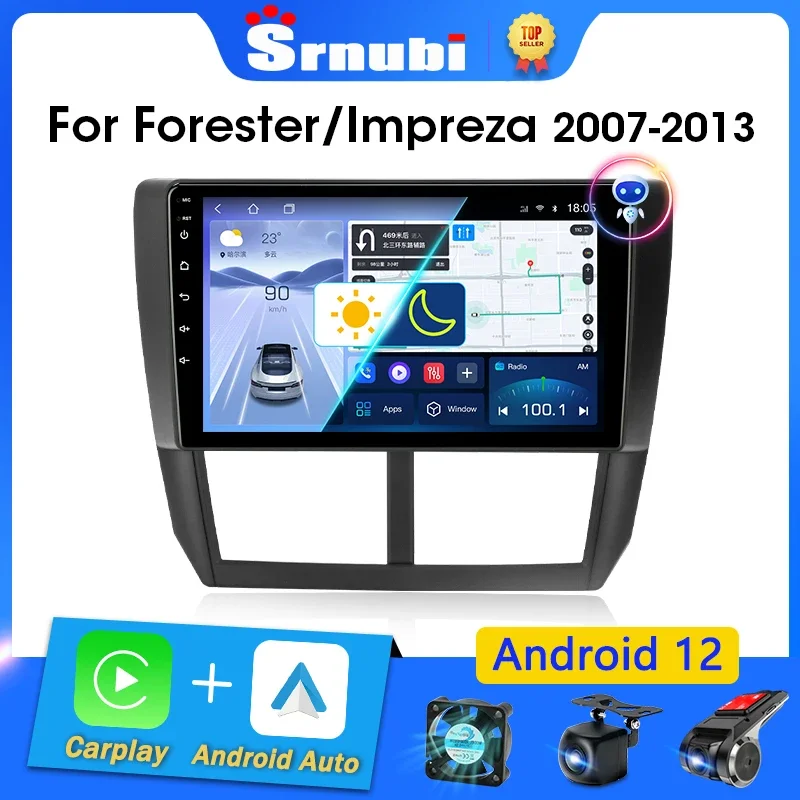 Srnubi Android 12 Carplay Car Radio For Subaru Forester 3 SH 2007-2013 For Impreza GH GE 2 Din Multimedia Player 2 din Head Unit