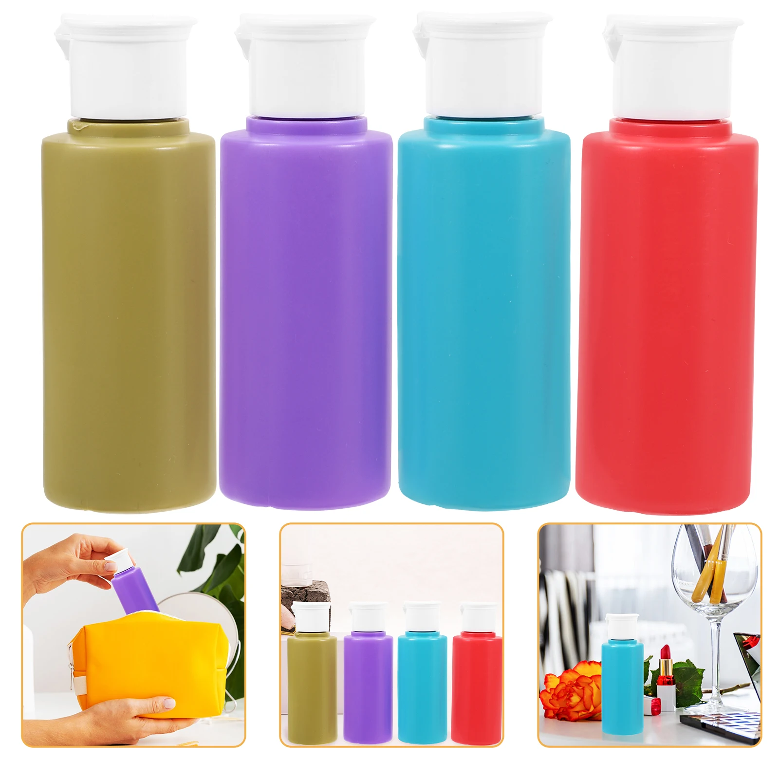 4Pcs Travel Empty Lotion Bottle Refillable Leakproof Squeeze Bottles for Shampoo Body Lotion Portable Travel Size Dispenser