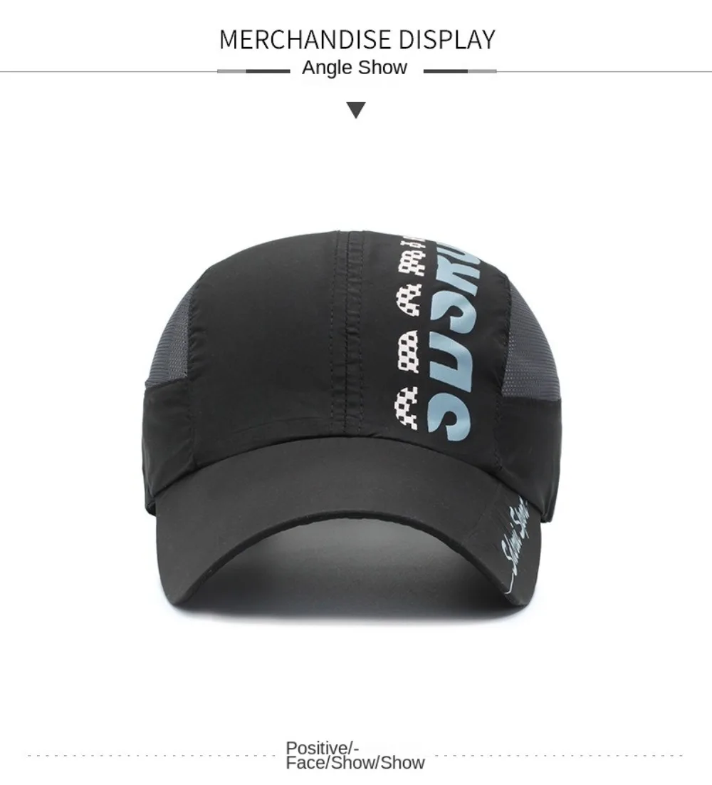 Modische Baseballkappe mit breiter Krempe, atmungsaktiv, verstellbar, schnell trocknend, Sonnenschutz, Sommer – Detail 5