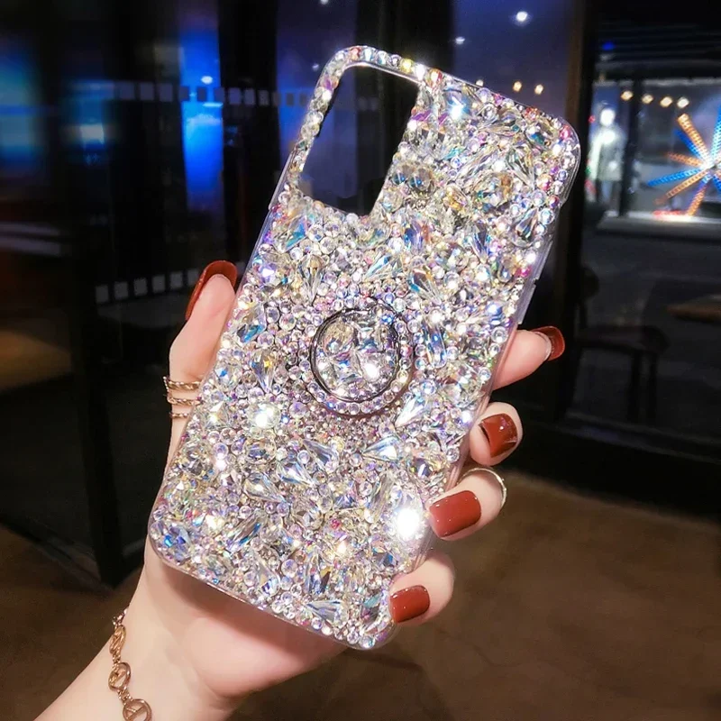 Stylish Rhinestone Back Cover with Stand for Xiaomi 13 14 POCO X3 X4 X5 F4 F5 PRO M4 M5 M6