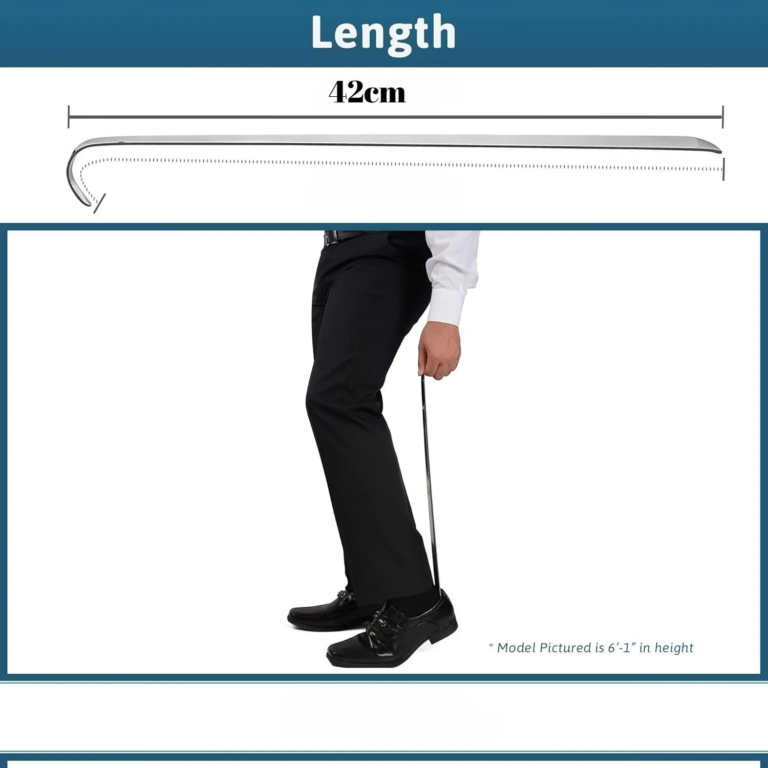Long Handle Metal Shoe Horn 23 Inches - Extra Long Shoehorn for Seniors, Pregnant Women, Back Pain Relief