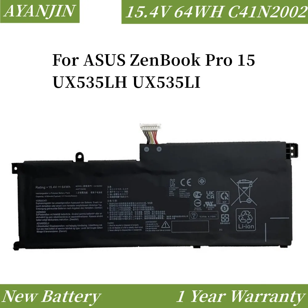 Nuova batteria per Laptop C41N2002 15.4V 64WH per ASUS ZenBook Pro 15 UX535LH UX535LI