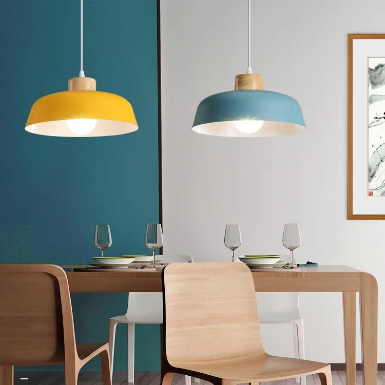 New Nordic Style Chandelier, Simple Living Room Bedroom Lamps, Study Dining Room Lighting, Modern Macaron Solid Wood Lamps