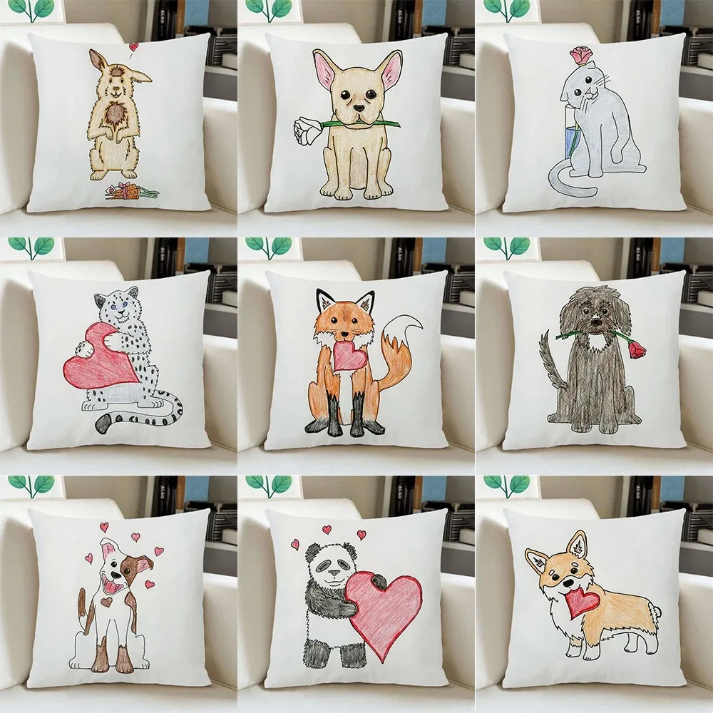 Office Living Room Home Pillowcase Car Ornaments Colorful Pet Print Pillowcase