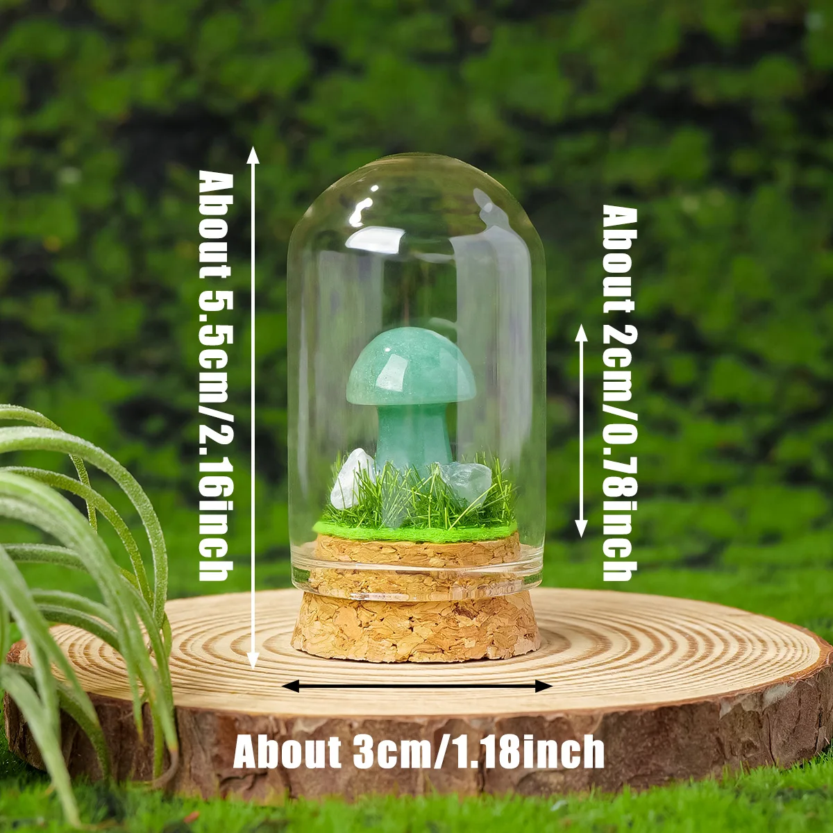 1pc Natural Crystal Raw Stone Mushroom Micro-Landscape Decoration, Crystal Mineral Specimen Drift Bottle, Home Decorative Craft