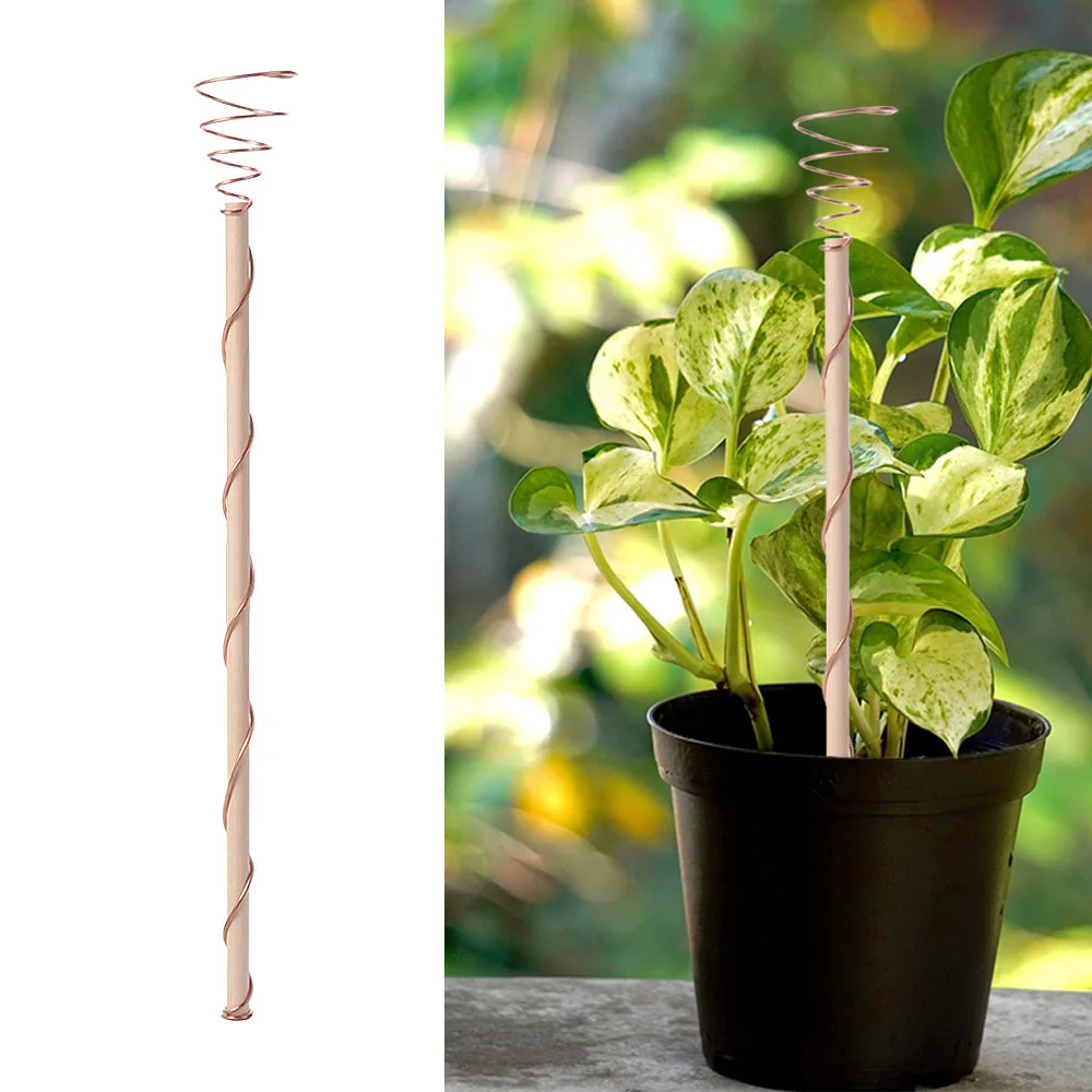 Copper Electroculture Plant Stakes Wire Coil Wood Rod Gardening Copper Coil Antennas Electroculture Vegetables Stake Garden