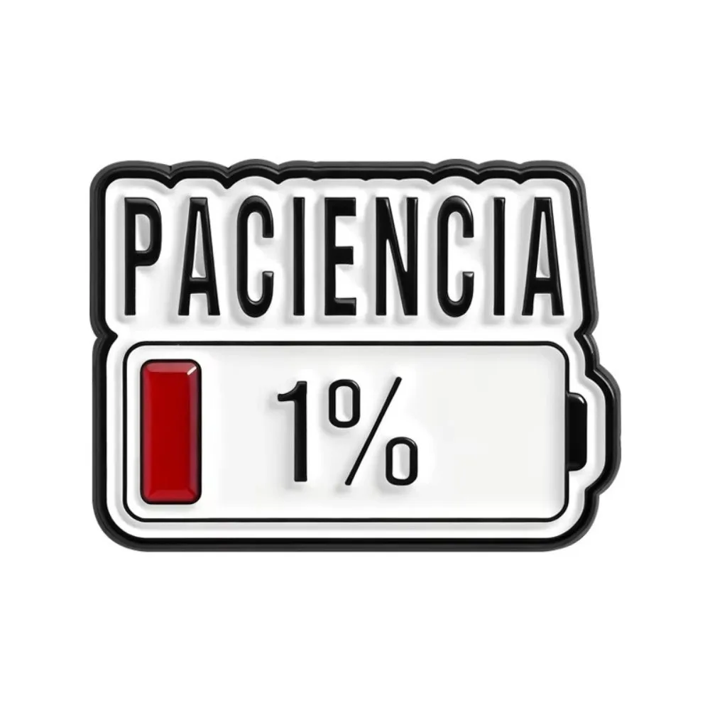 Забавная брошь-значок «Paciencia 1%» с испанской надписью, красная, маленькая, эмалированная, с эффектом капель масла, для друзей
