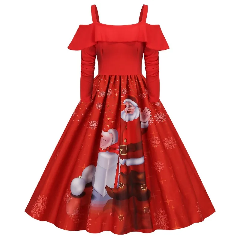 2025年新作 ヴィンテージ エレガント スパゲッティストラップ ハロウィン パーティー ドレス レディース 長袖 フリル イブニング プロム コスチューム 秋冬