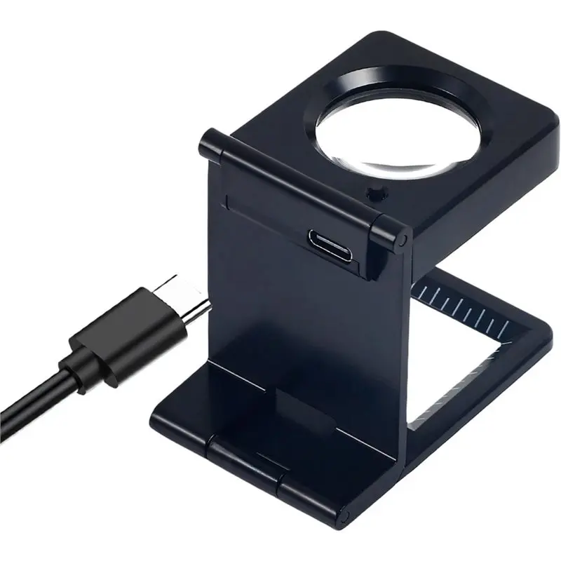 A34R& Upgraded 5X Magnifier With Light - Portable Rechargeable Magnifier For Detailed Inspection Of Antiques, Jewelry, Fabric