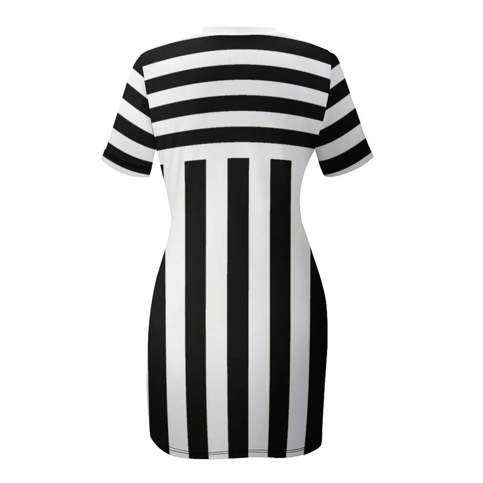 黒と白の縦縞 2 * ノベルティドレスと T シャツ半袖ドレス女性用パーティードレスドレス