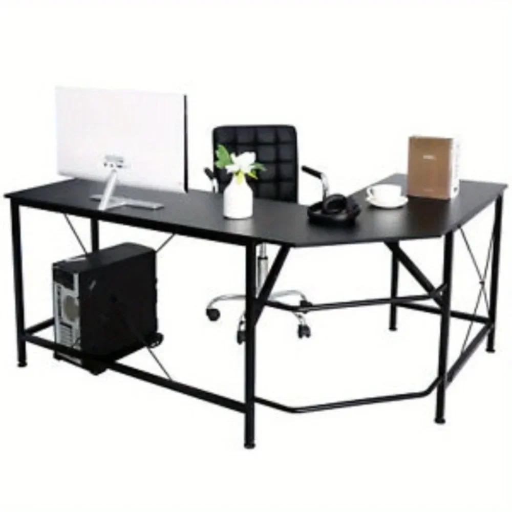 

L-Shaped Corner Computer Desk Gaming Desk PC Laptop Table Workstation Black 66"