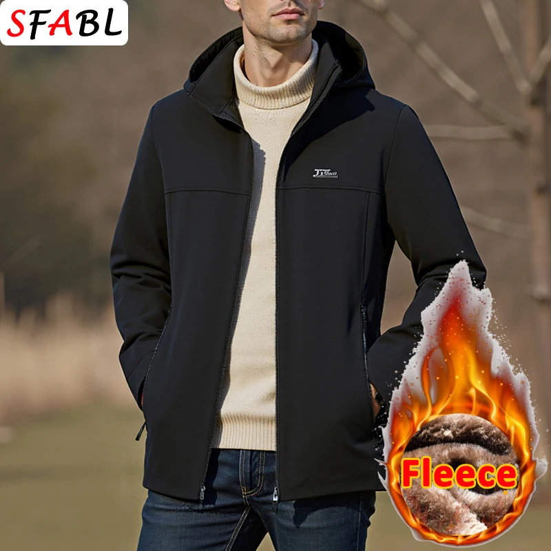 Men's Winter Jacket Cotton Padded Jackets Coat Removable Hood Parka Men Thermal Windbreak Fleece Lining Ski Snow Jacket Overcoat