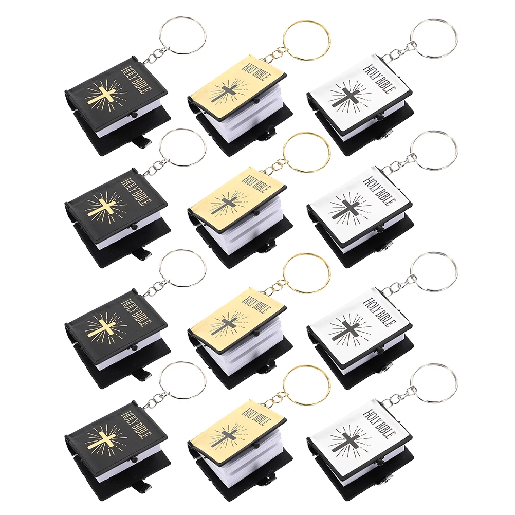 12 Pcs Small Key Pendant Miss Keychain for Men Para Hombre Paper Religious Bible Keyring