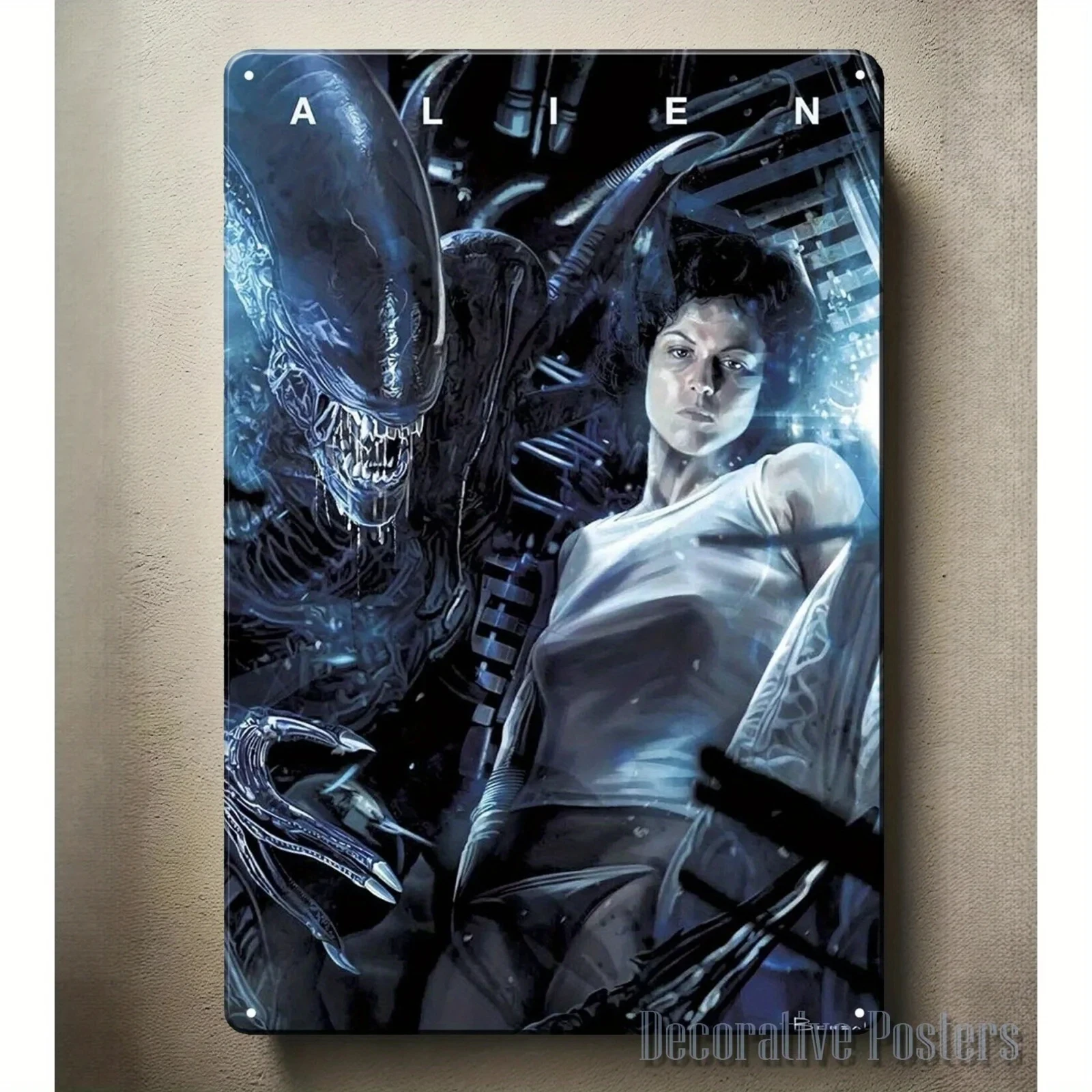 Alien Movie Metal Poster - Alien and Ellen Ripley Vintage Sci-Fi Decor - Heavy Duty Iron Tin Plaque () - Alien Movie Artwork