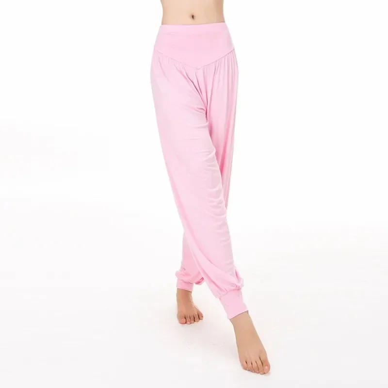 Pantalones de Yoga de talla grande para Mujer, mallas deportivas coloridas, bombachos de baile, TaiChi, Modal, Ropa Deportiva para gimnasio