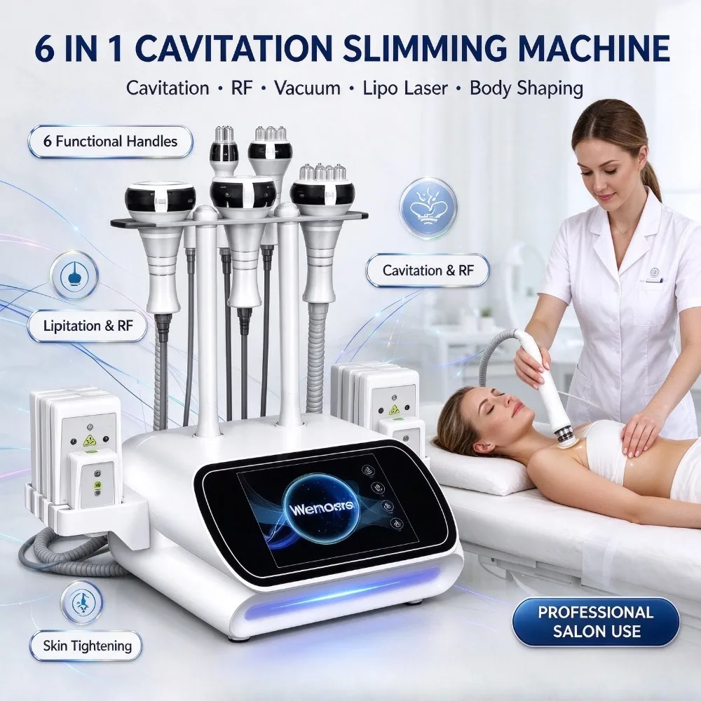 6 In 1 Cavitation Slimming Machine Lipo Laser RF Vacuum Anti-Cellulite Body Shaping Device