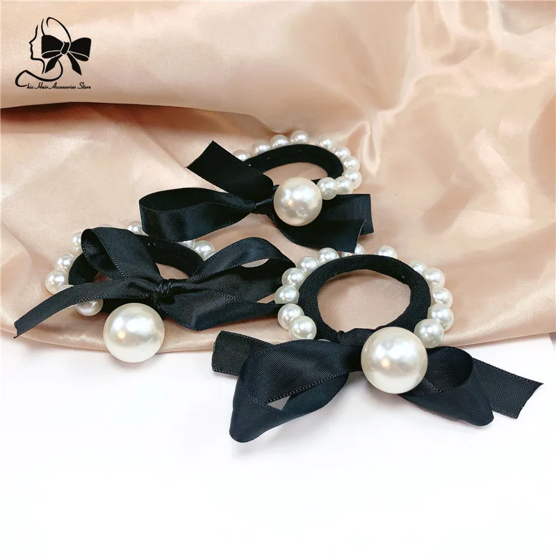 2022 Woman Big Pearl Hair Ties Hairband Scrunchies Girls Ponytail Holders Rubber Band Hair Accessories резинки красивые 스프링머리끈