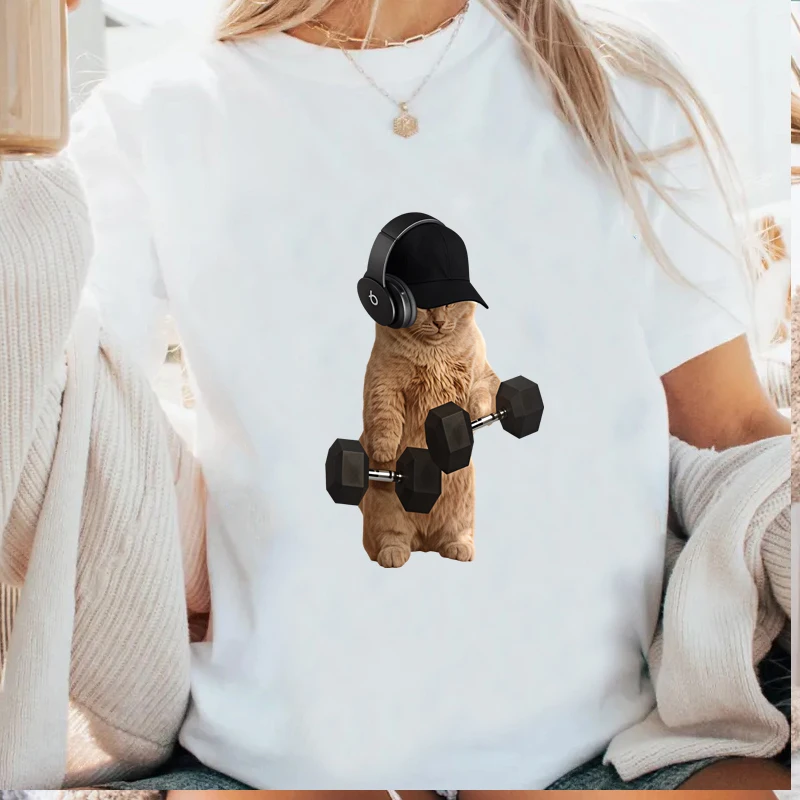 Funny Gym Cat Meme Tshirt Fitness Pump Cover Memes T-shirts Men Women Casual T Shirt T Shirts Streetwear Clothes