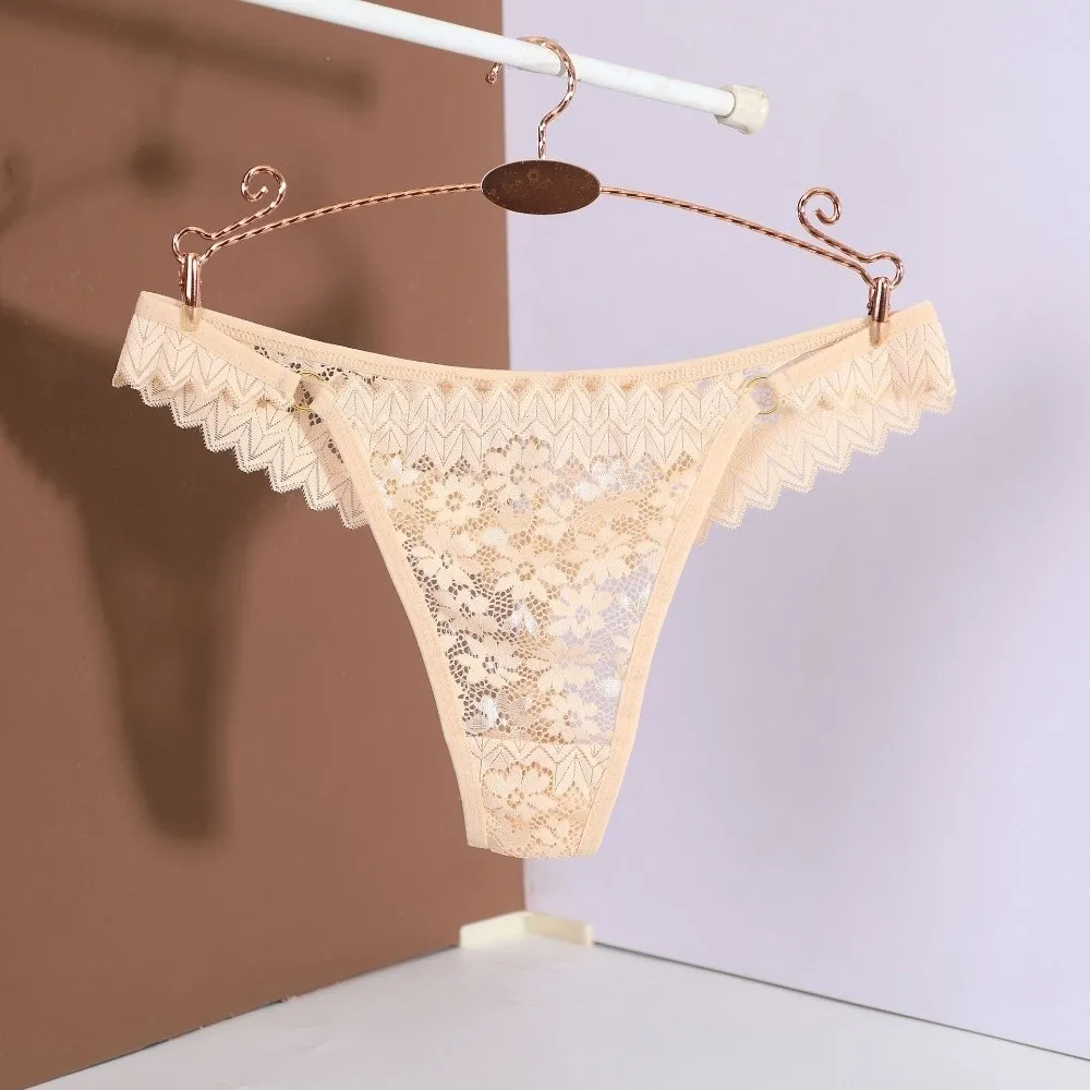 

Floral Lace Seamless Panties Low Waist Thong Flower Underwear for Women Transparent Bow Mesh Lace Briefs Comfortable