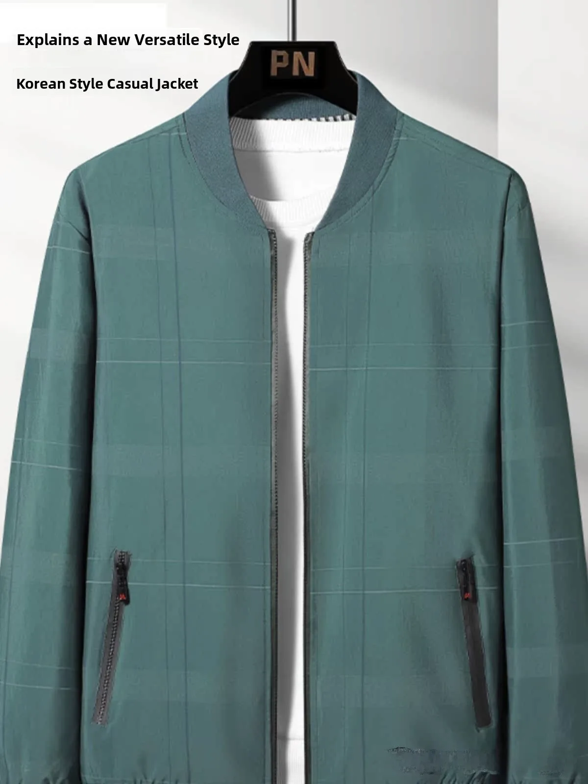 

plus Size Men's Casual Plaid Baseball Jaet Spring Autumn Winter Large Belly No Hat Coat Men's Faion Ci Sle Zipper Sve