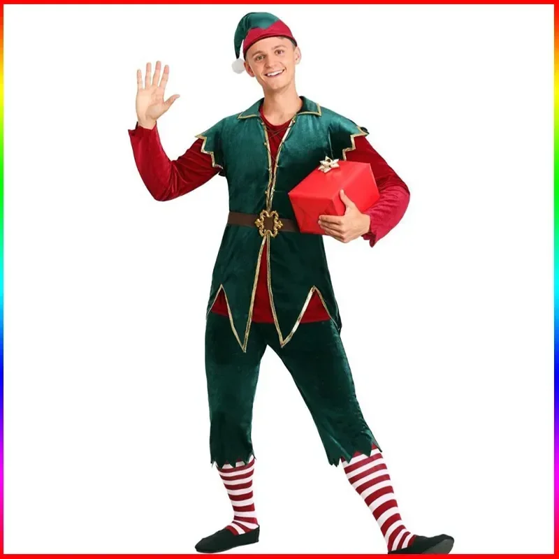 Cosplay Costume Chrismas Costume For Women and Men Party carnival Dress New Year Cosplay Green Elf Xmas Fancy Dress  lovers